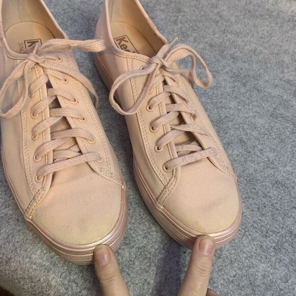 KEDS Sneakers 8.5 TRIPLE KICK SHIMMER PLATFORM Metallic Blush Pink Canvas - Picture 6 of 12